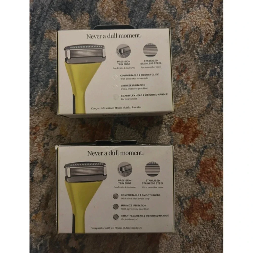House of Atlas 5-Blade Razor Refills 8 Count Bundle Stainless Steel 2-in-1 Trim